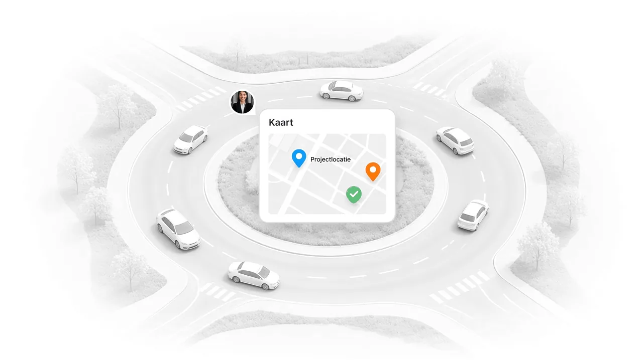 Kaart van een project met locaties en voortgang